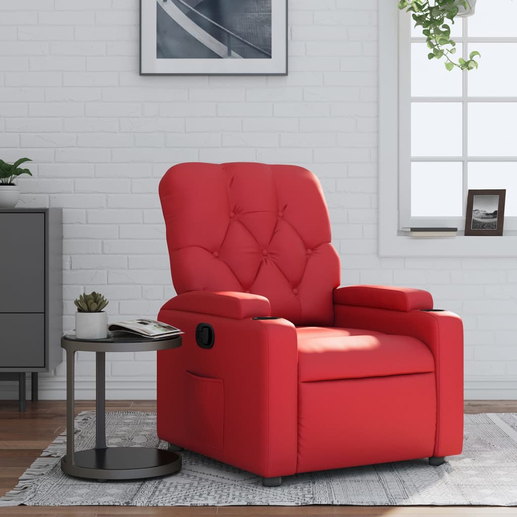 Vetonek Sillón reclinable de cuero sintético rojo