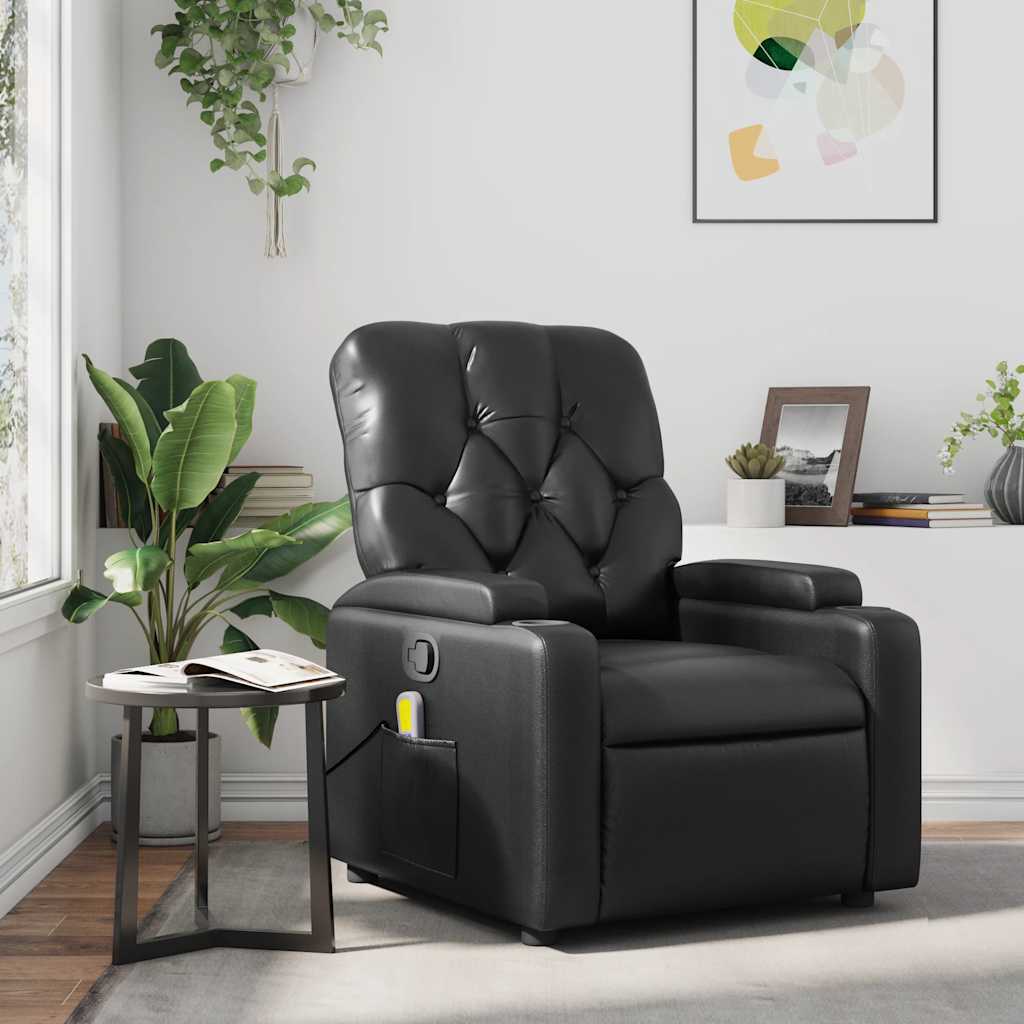 Vetonek Sillón de masaje reclinable cuero sintético negro