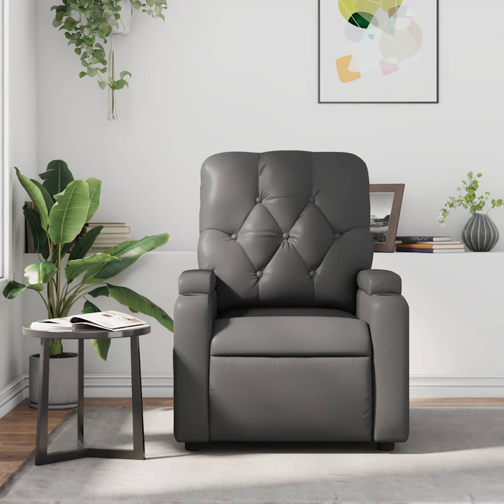 Gray synthetic leather reclining massage chair