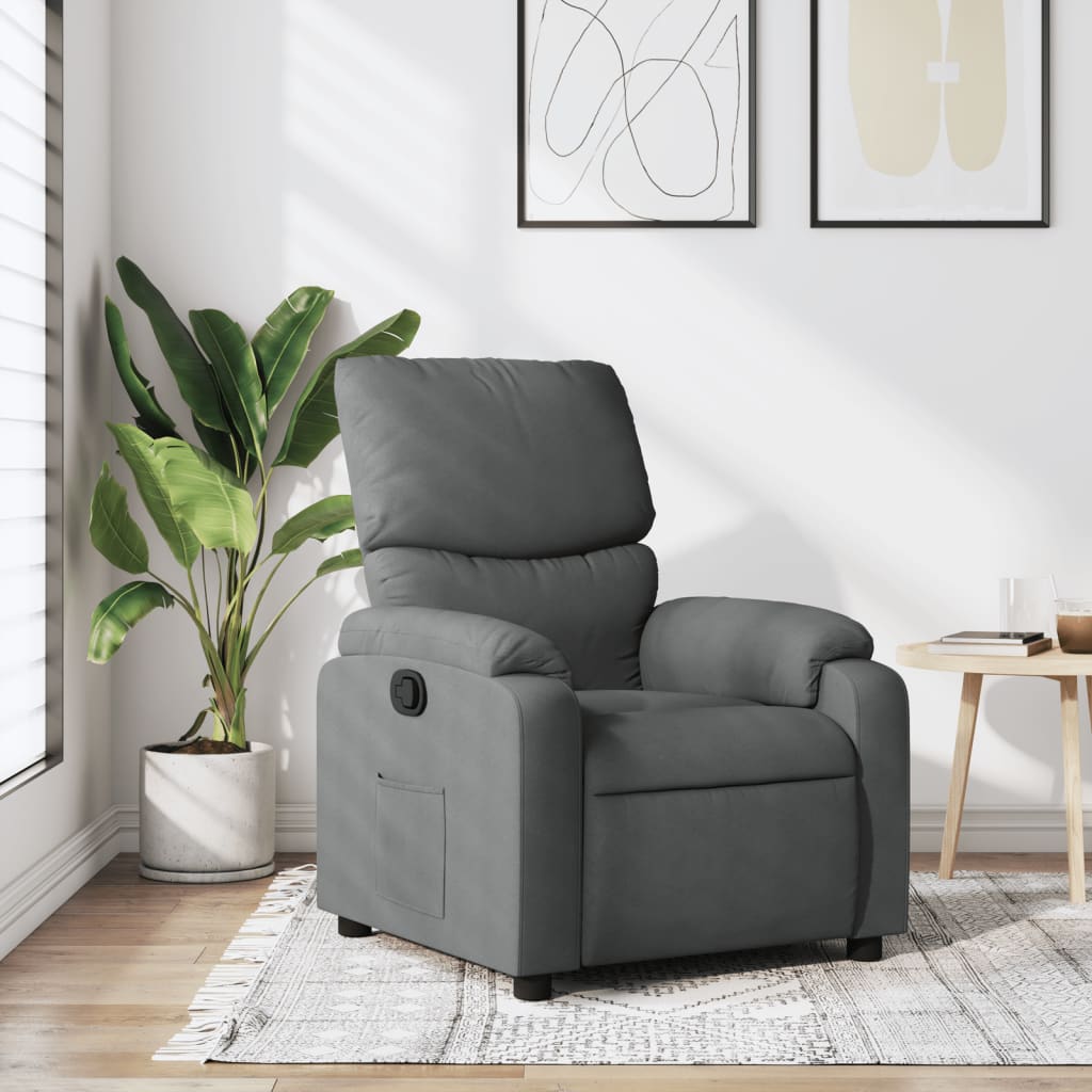 Vetonek Sillón reclinable de tela gris oscuro