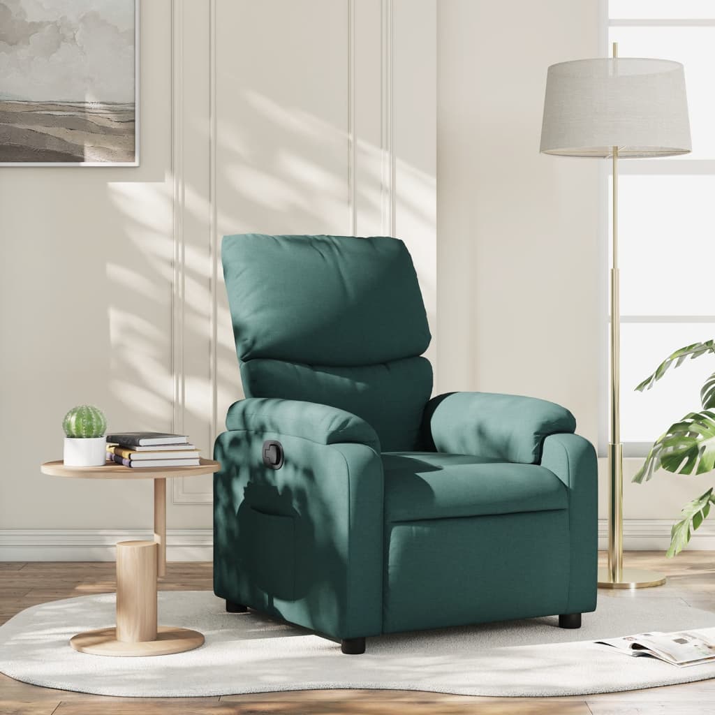 Vetonek Sillón reclinable de tela verde oscuro