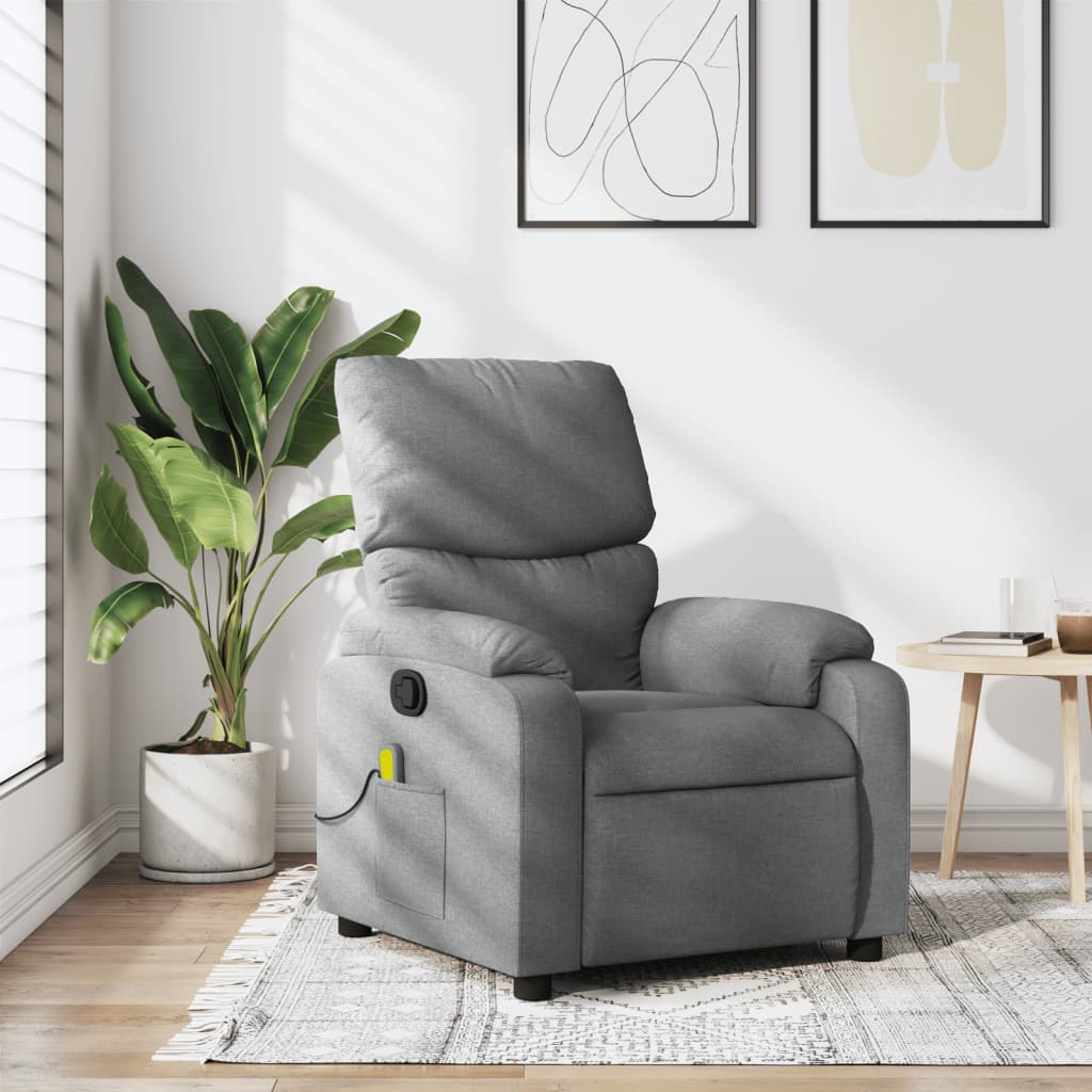 Vetonek Sillón reclinable de masaje de tela gris claro