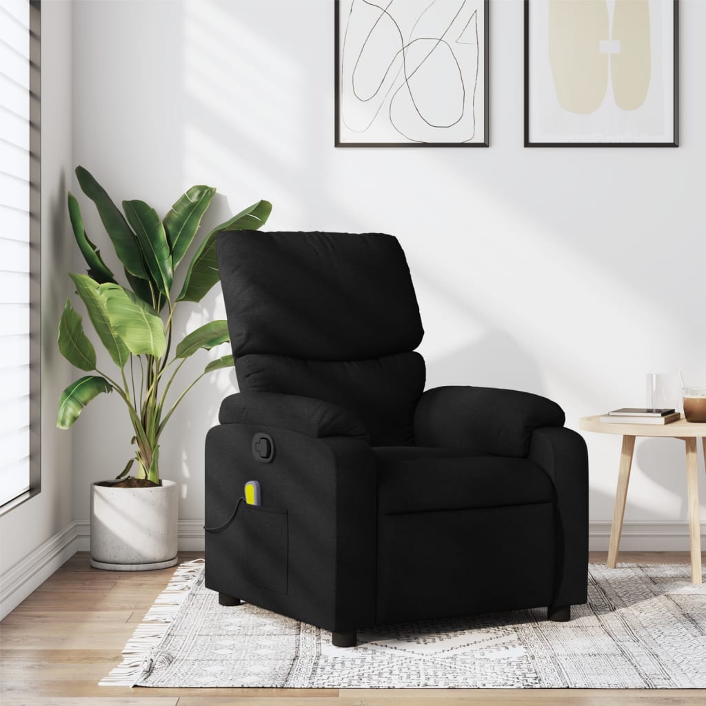 Vetonek Sillón reclinable de masaje de tela negro