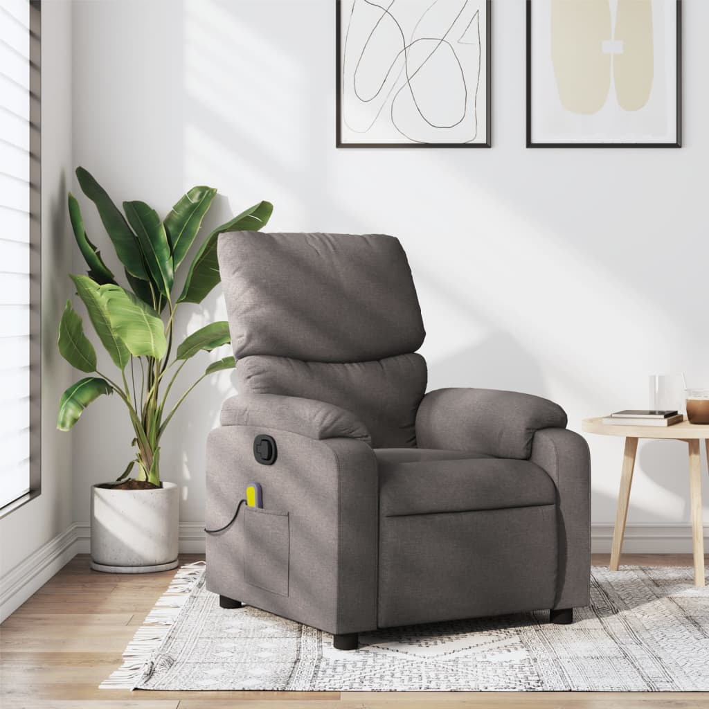 Vetonek Sillón de masaje reclinable de tela gris taupé