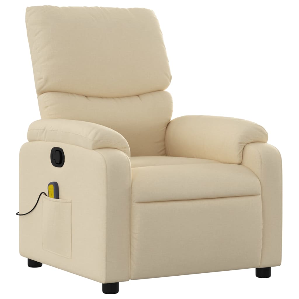 Reclinable Cream fabric massage chair