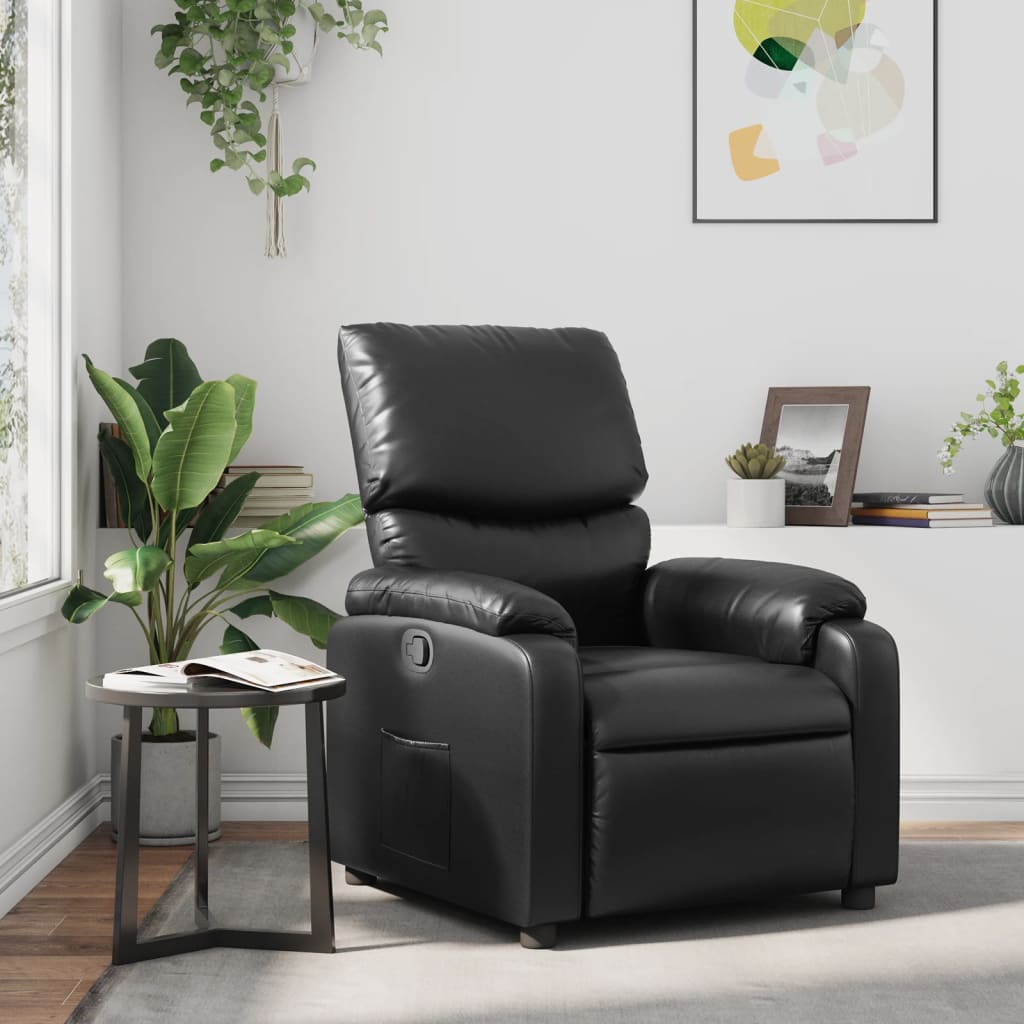 Vetonek Sillón reclinable de cuero sintético negro