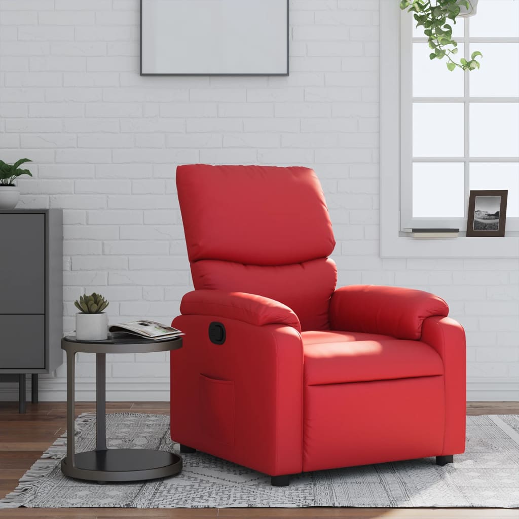 Vetonek Sillón reclinable de cuero sintético rojo