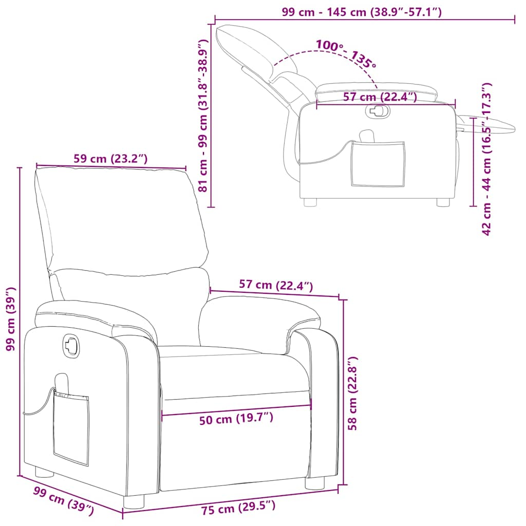 Sillón de masaje reclinable cuero sintético negro