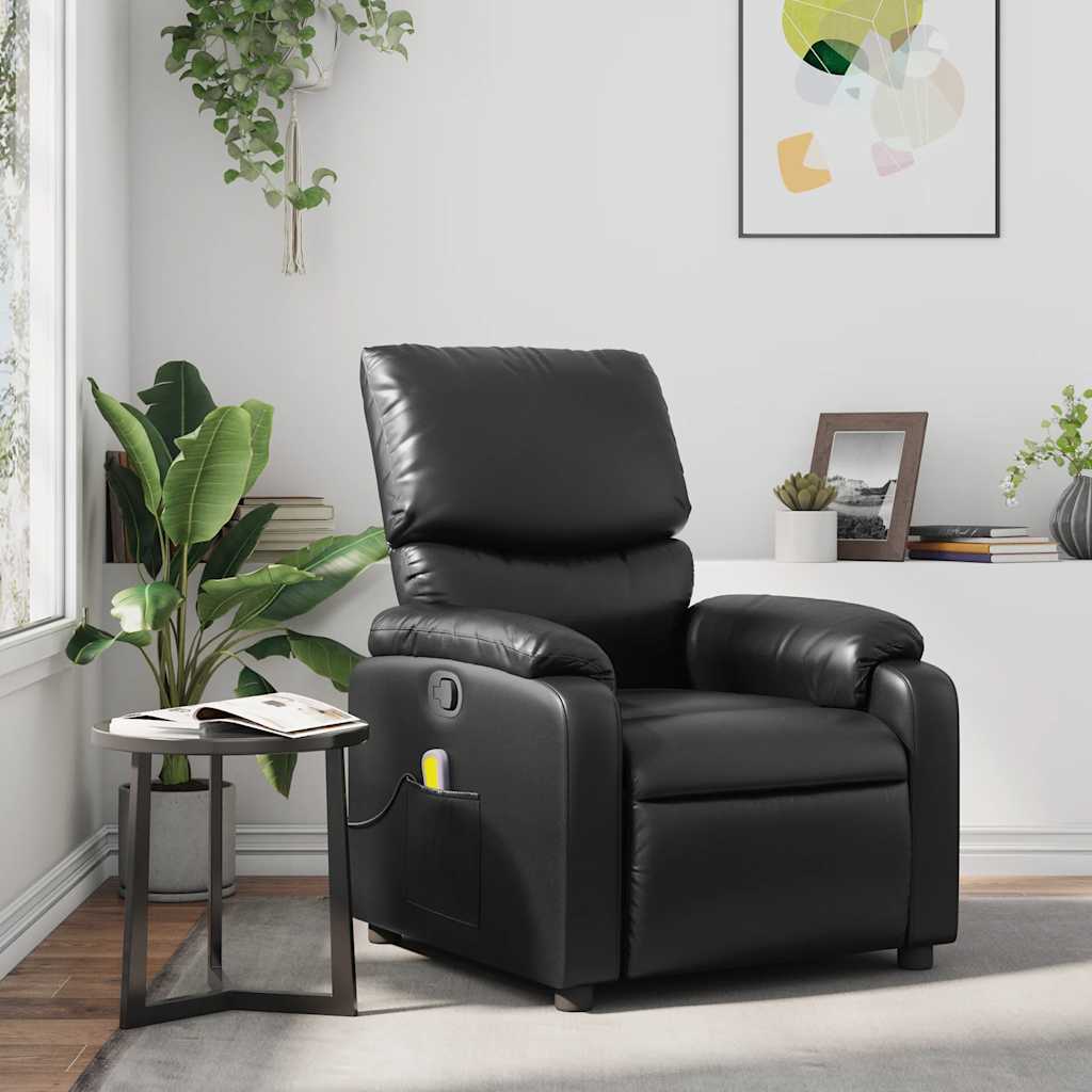 Vetonek Sillón de masaje reclinable cuero sintético negro