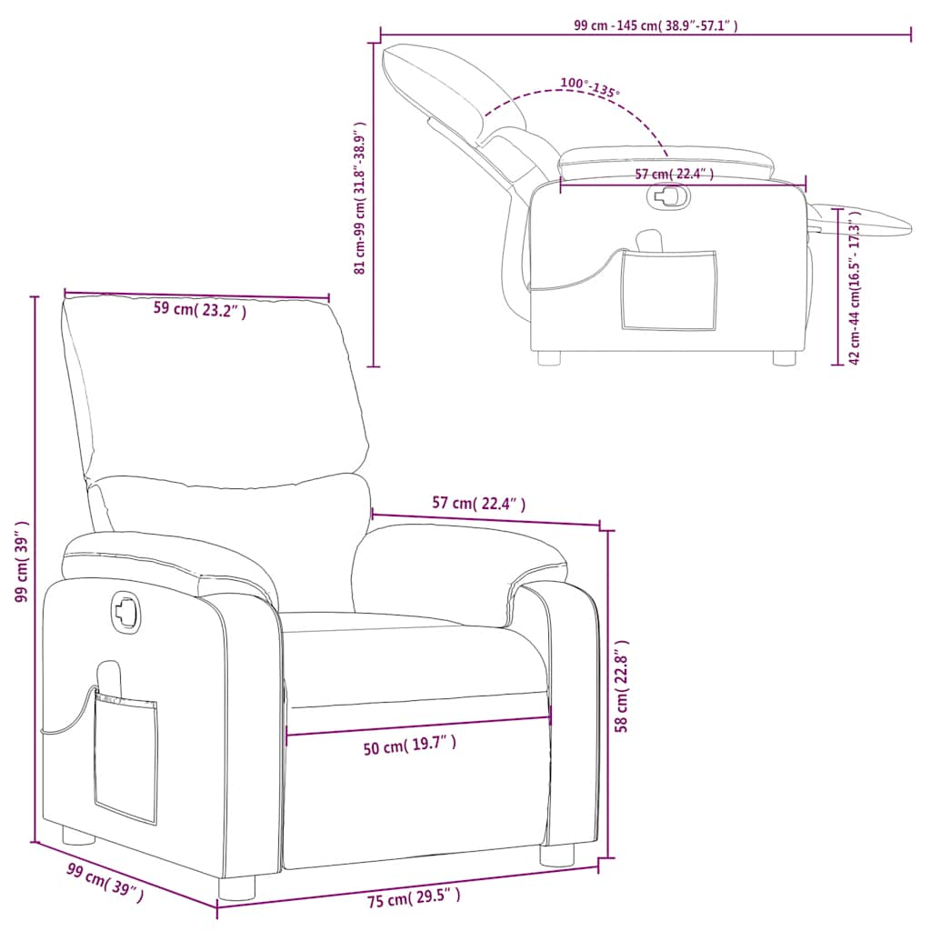 Brown synthetic leather reclining massage chair