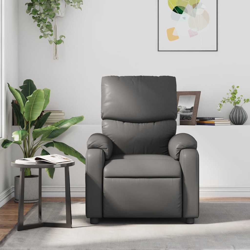 Gray synthetic leather reclining massage chair