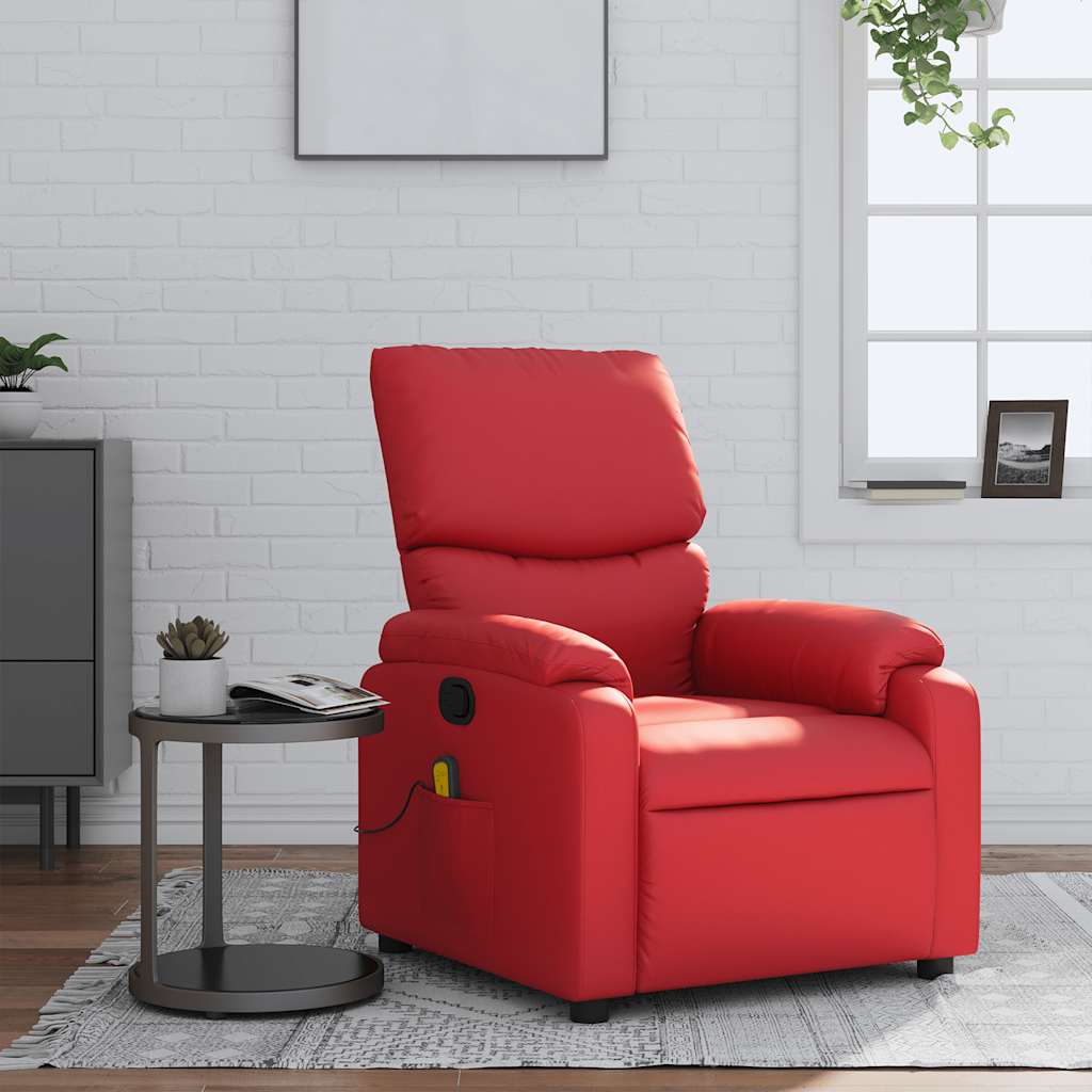 Vetonek Sillón de masaje reclinable cuero sintético rojo