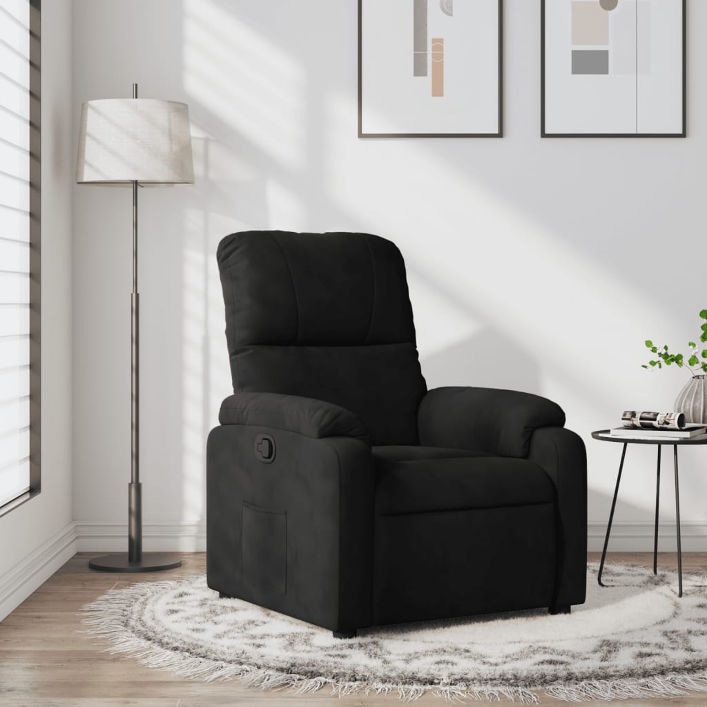 Vetonek Sillón reclinable tela de microfibra negro