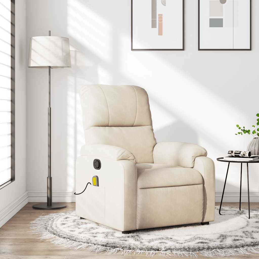 Vetonek Sillón reclinable de masaje tela de microfibra beige