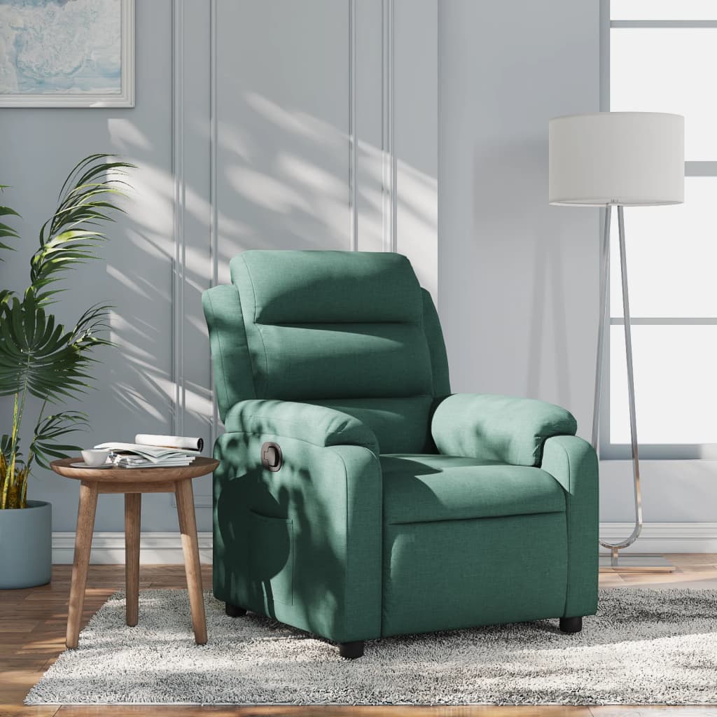 Vetonek Sillón reclinable de tela verde oscuro