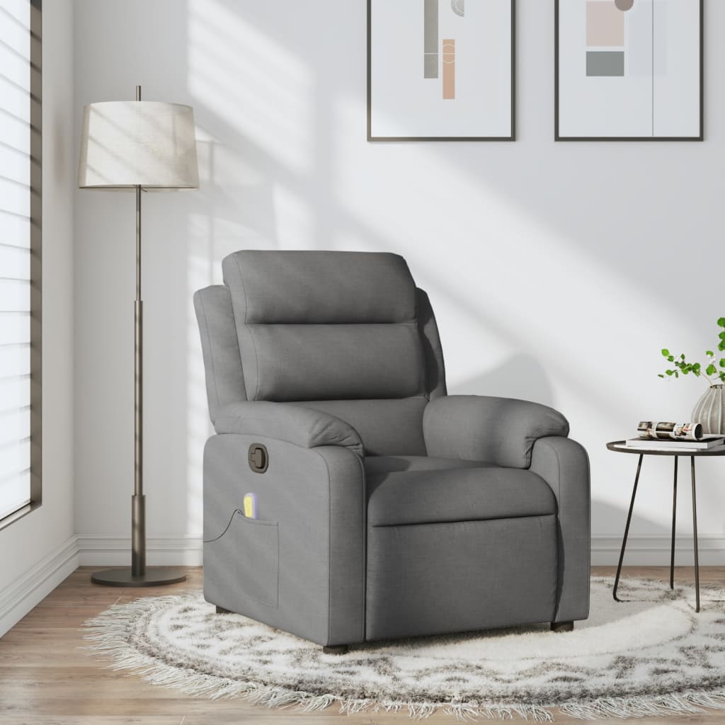 Vetonek Sillón de masaje reclinable de tela gris oscuro