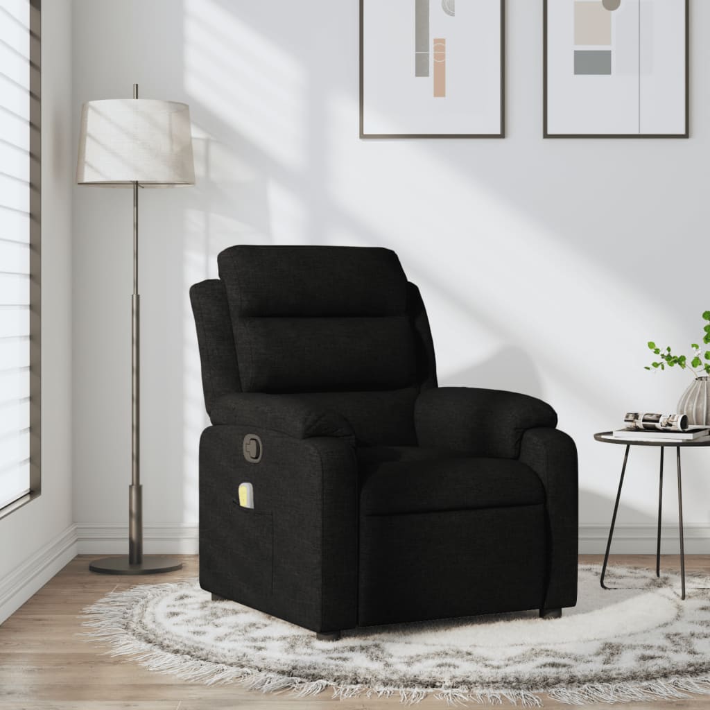 Vetonek Sillón reclinable de masaje de tela negro