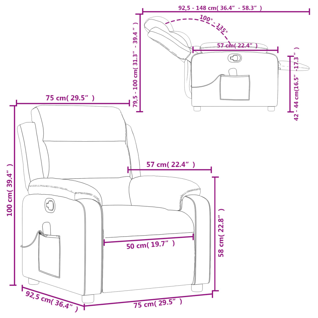 Reclinable Cream fabric massage chair