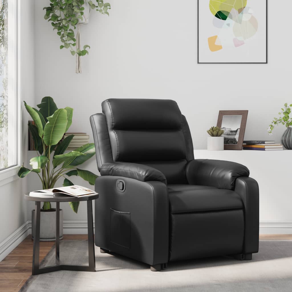 Vetonek Sillón reclinable de cuero sintético negro