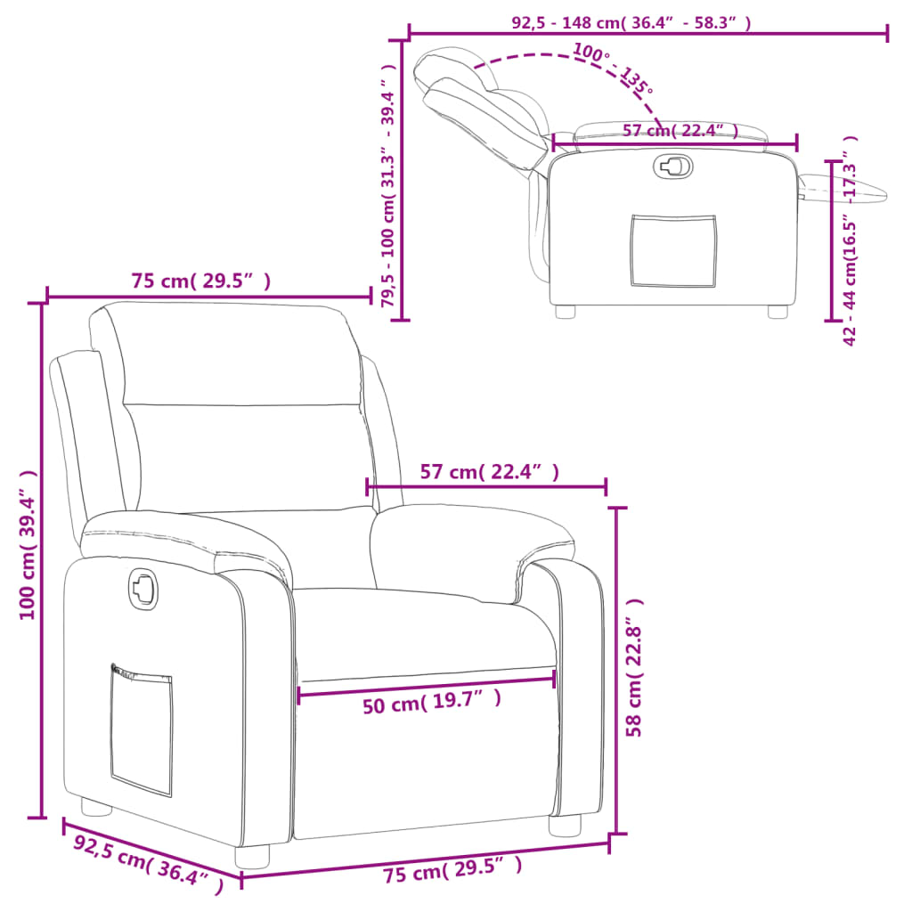 Reclinable Brown Synthetic Leather Chair