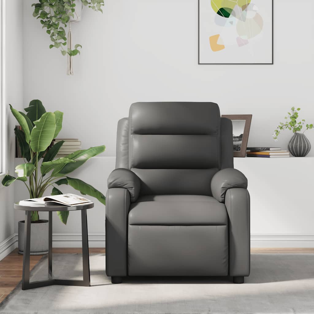 Gray synthetic leather reclining massage chair