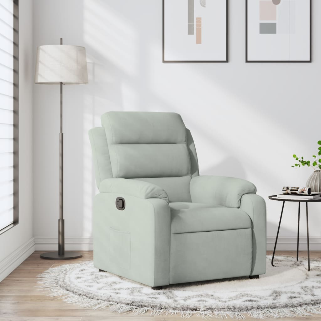 Vetonek Sillón reclinable de terciopelo gris claro