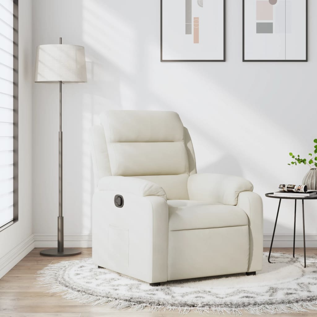 Vetonek Sillón reclinable terciopelo blanco crema