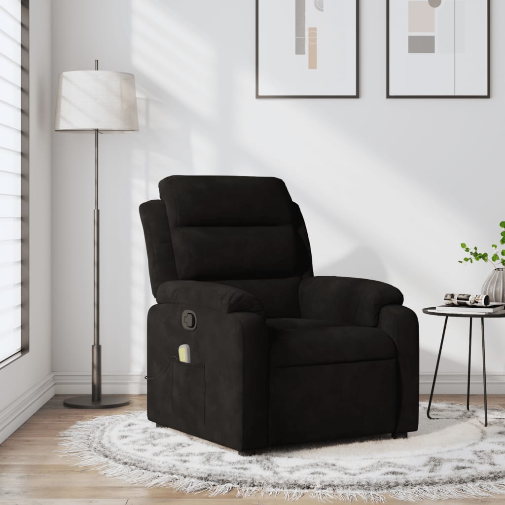 Vetonek Sillón de masaje reclinable de terciopelo negro