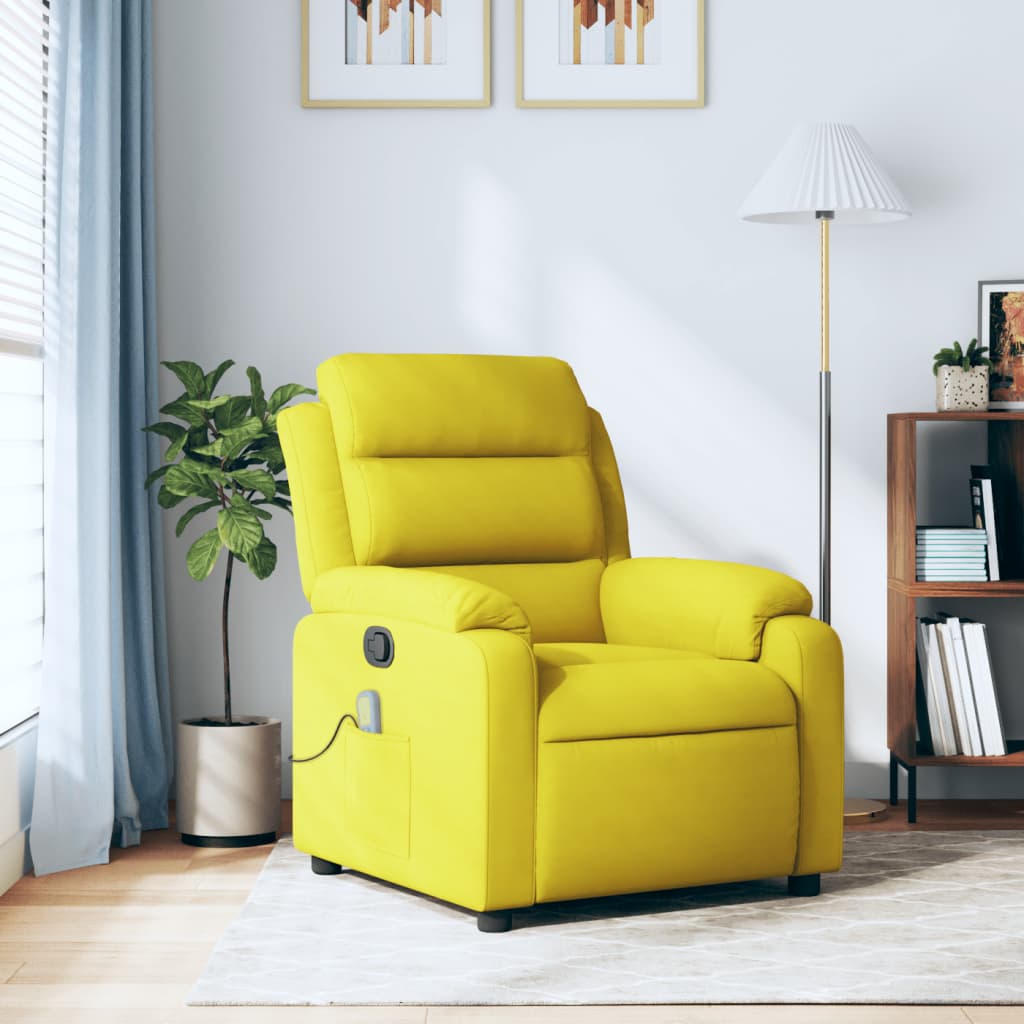 Vetonek Sillón de masaje reclinable de terciopelo amarillo