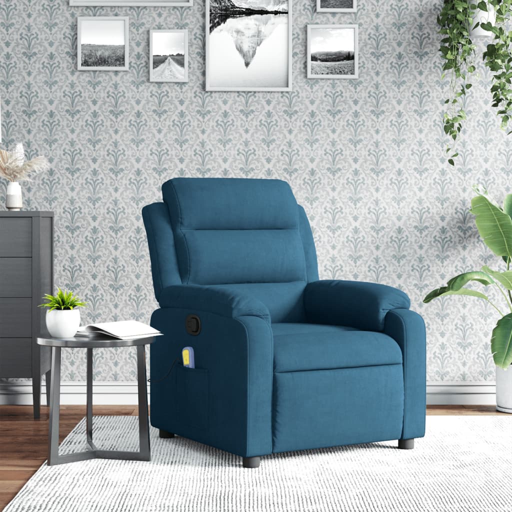 Vetonek Sillón de masaje reclinable de terciopelo azul