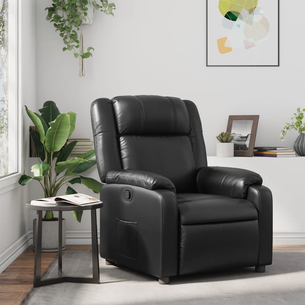 Vetonek Sillón reclinable de cuero sintético negro