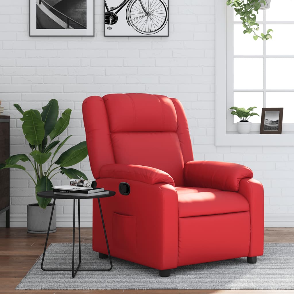 Vetonek Sillón reclinable de cuero sintético rojo