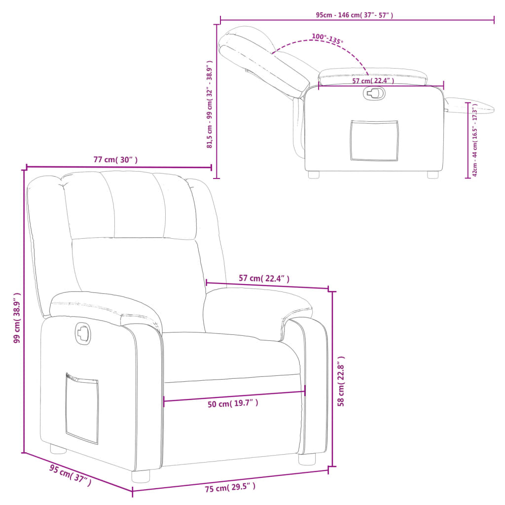 Sillón reclinable de cuero sintético rojo