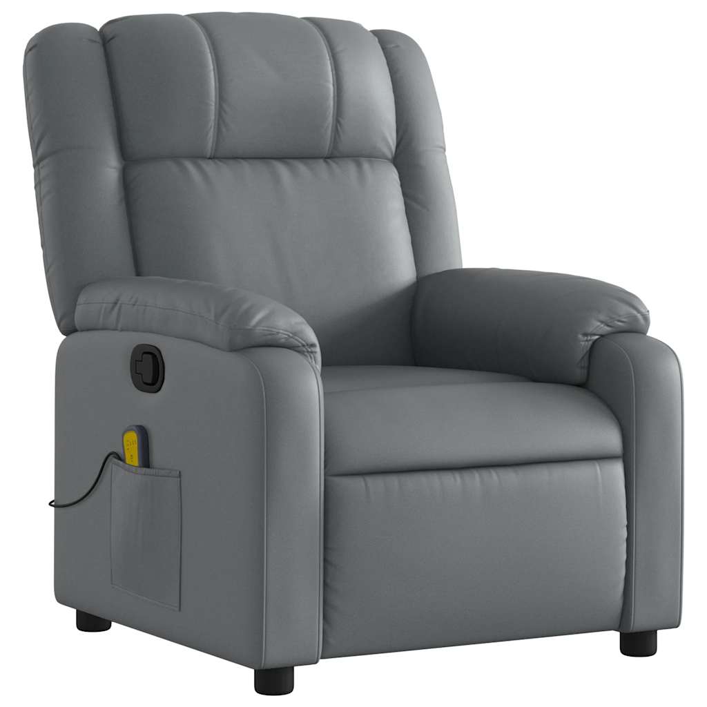 Gray synthetic leather reclining massage chair