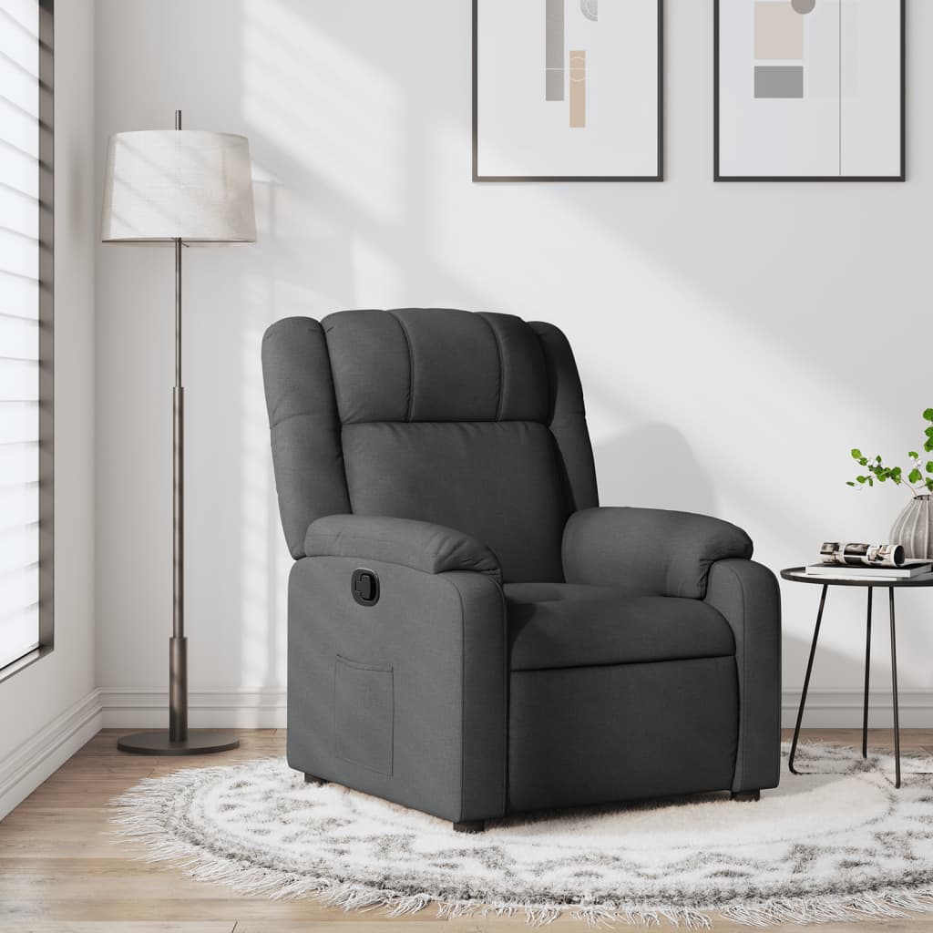 Vetonek Sillón reclinable de tela gris oscuro