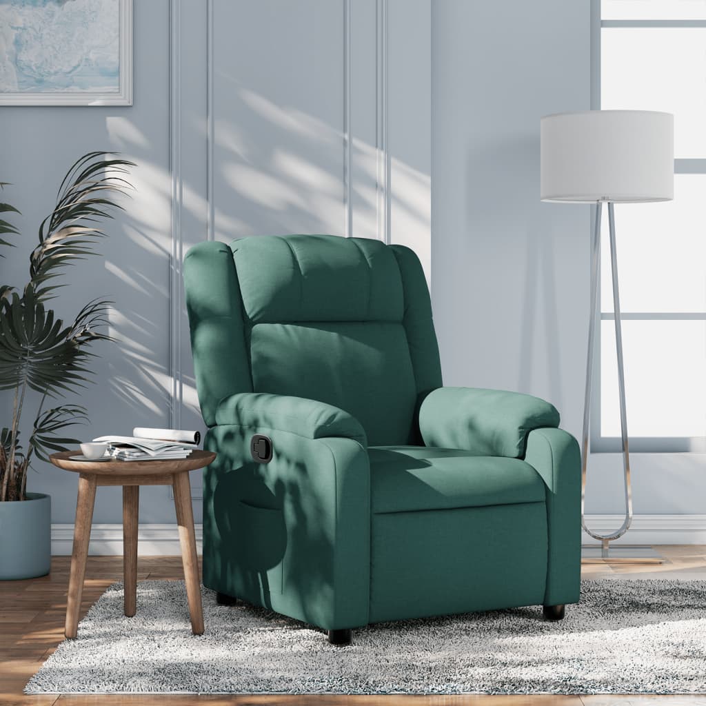 Vetonek Sillón reclinable de tela verde oscuro