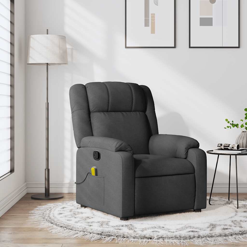 Vetonek Sillón de masaje reclinable de tela gris oscuro