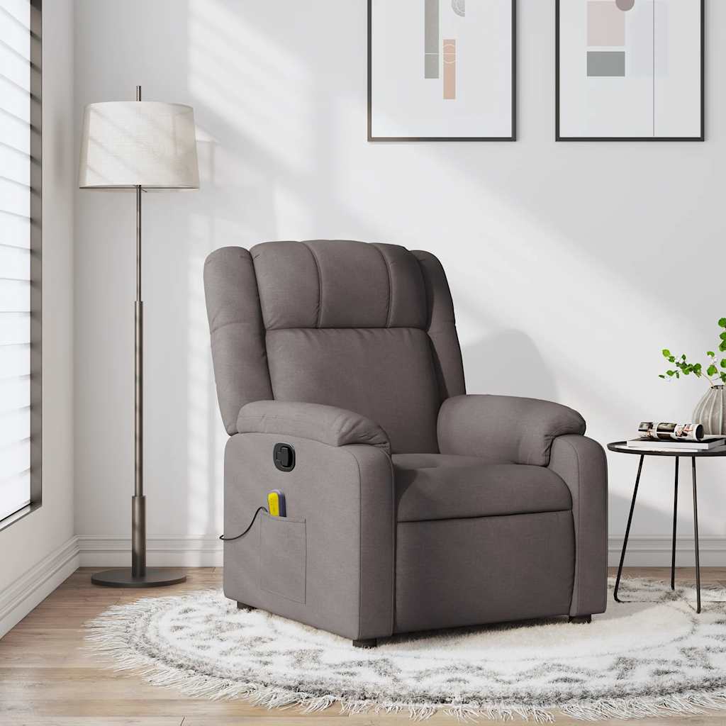 Vetonek Sillón de masaje reclinable de tela gris taupé