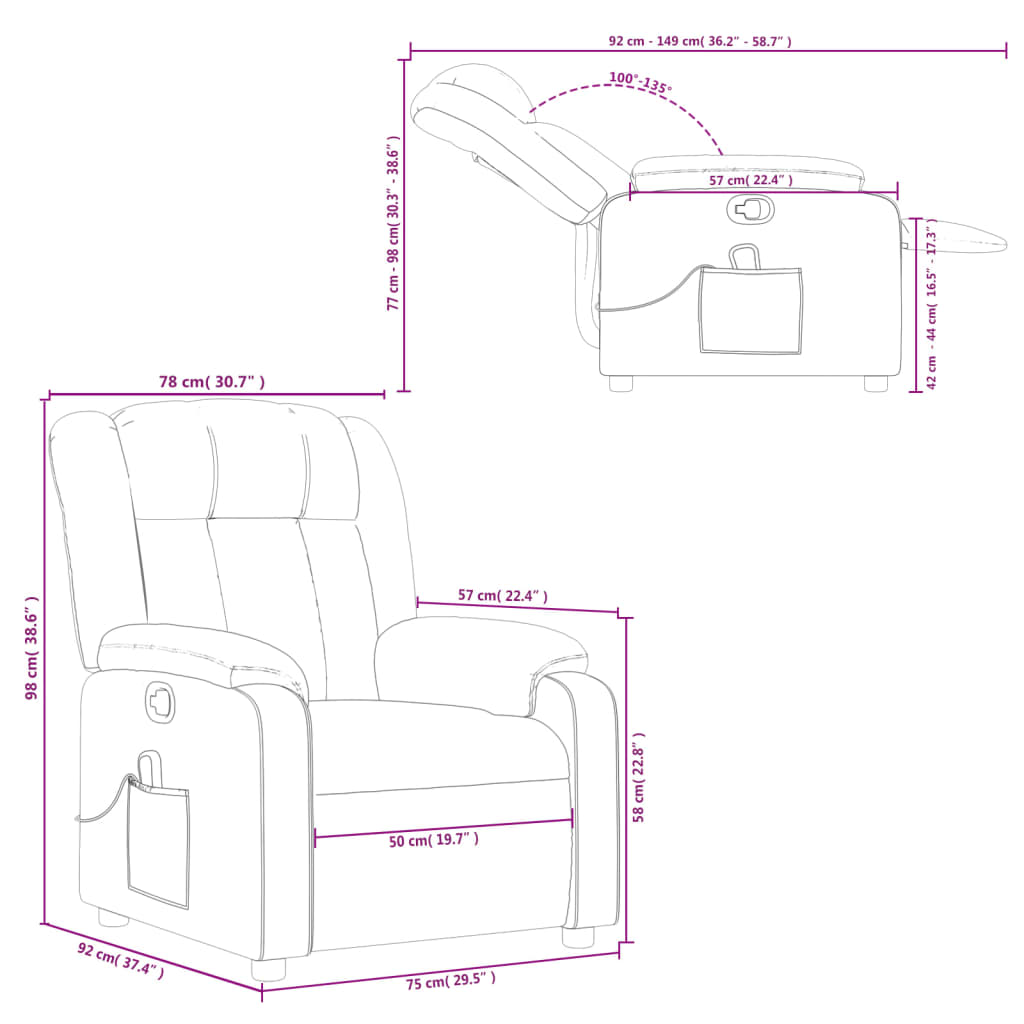 Sillón de masaje reclinable cuero sintético color capuchino