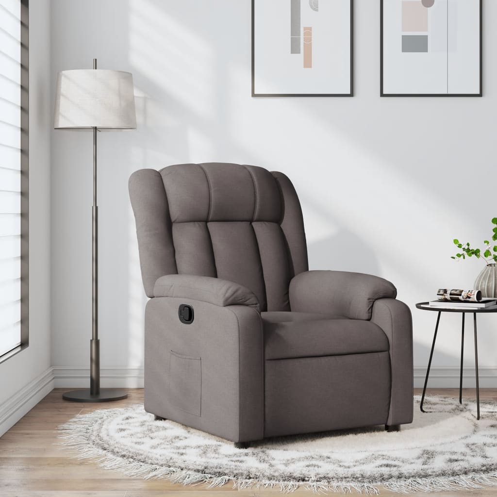 Vetonek Sillón reclinable de tela gris taupe