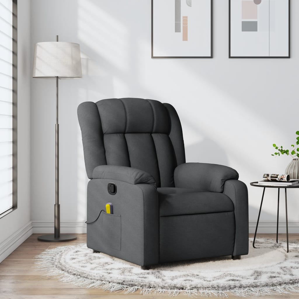 Vetonek Sillón de masaje reclinable de tela gris oscuro