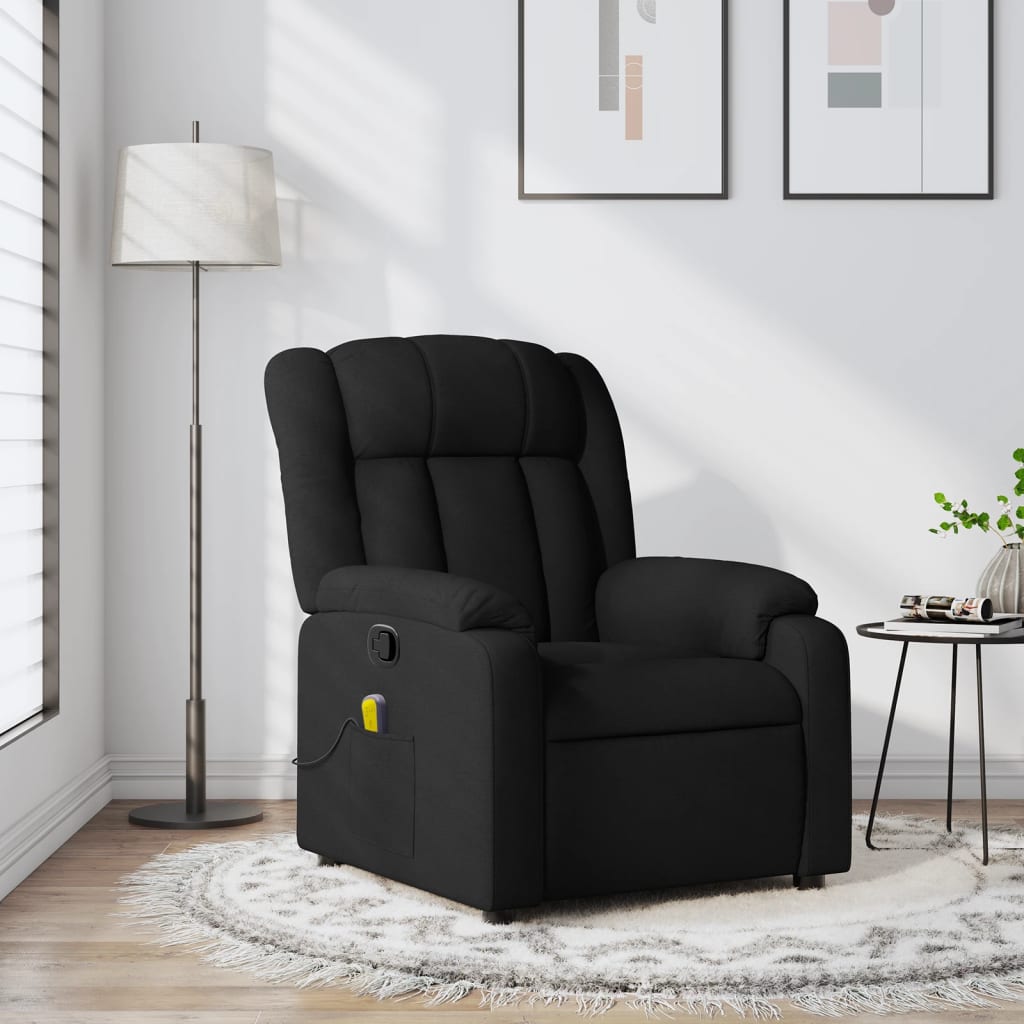 Vetonek Sillón reclinable de masaje de tela negro