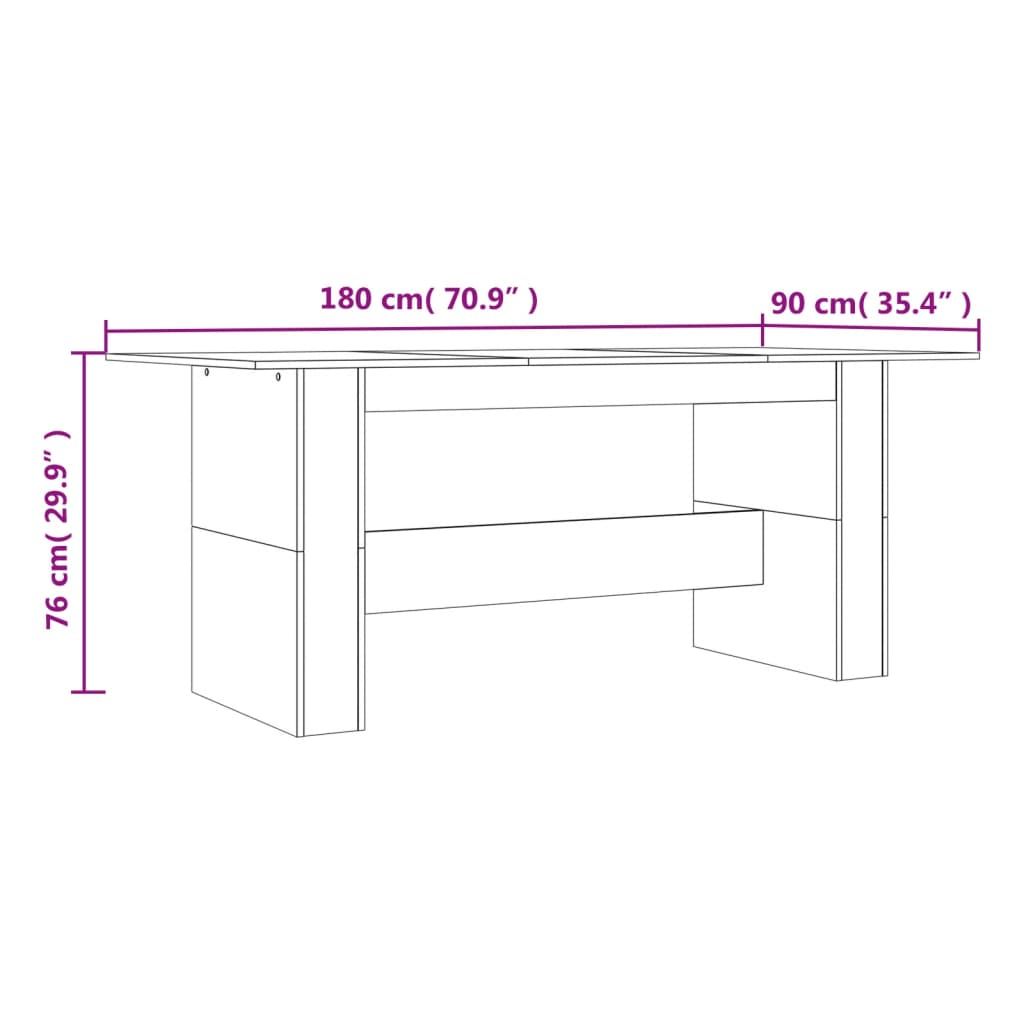 Sonoma Grey Engineering Legno Tavolo da pranzo 180x90x76 cm