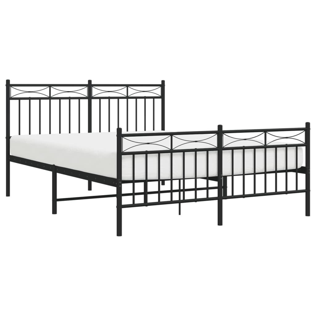 Bett ohne Matratzenbett mit schwarzem Metall 140x190 cm