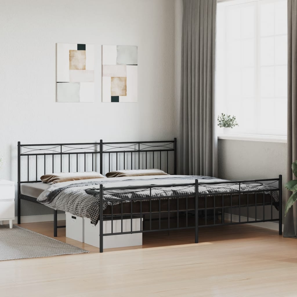 Vetonek Estructura cama sin colchón con estribo metal negro 193x203 cm