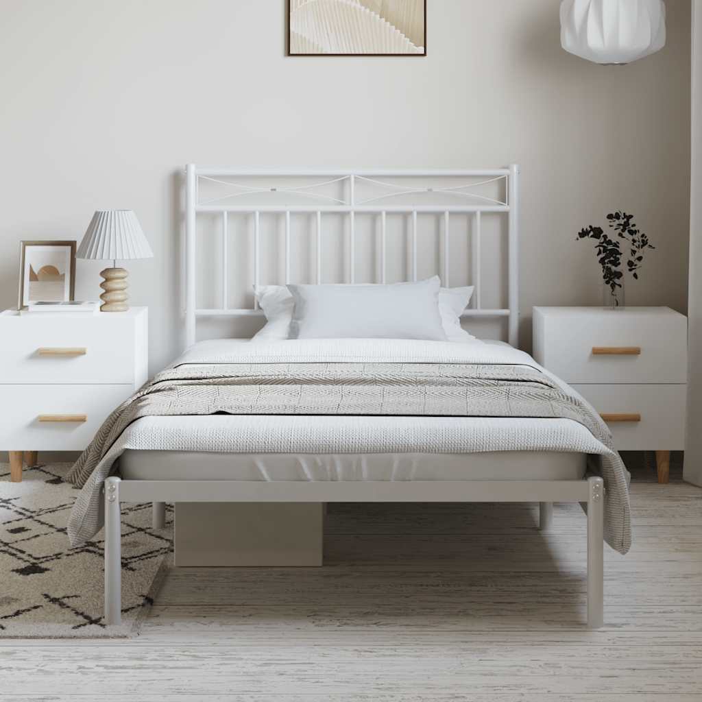 Letto senza materasso con testiera in metallo bianco 100x200cm