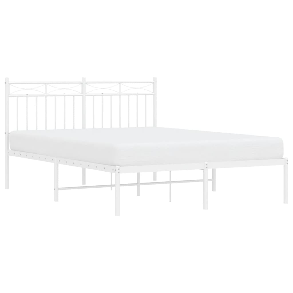 Estructura cama sin colchón con cabecero metal blanco 140x190cm