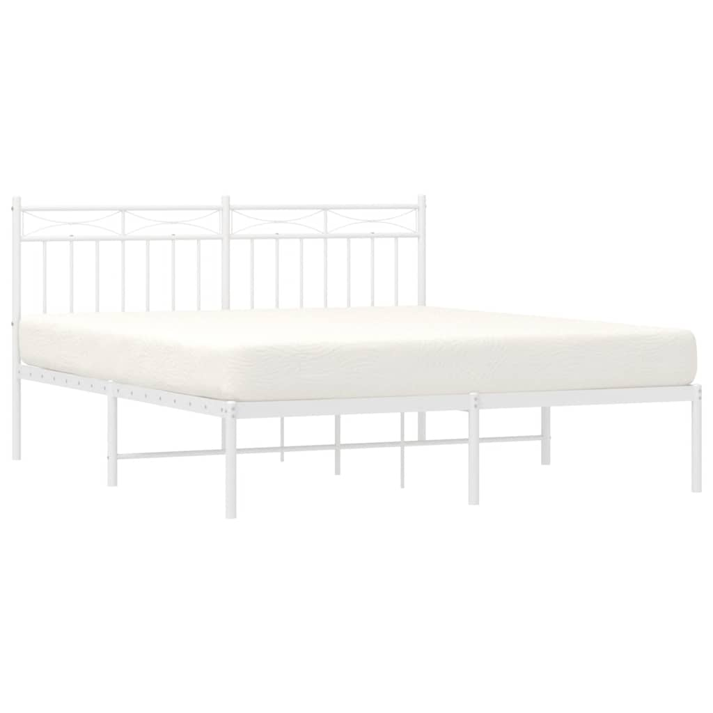 Estructura cama sin colchón con cabecero metal blanco 150x200cm