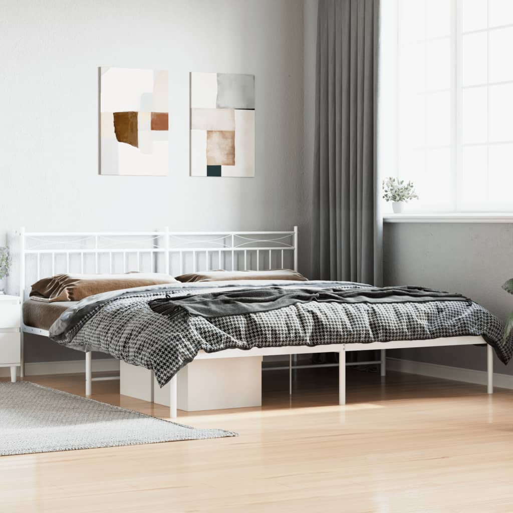 Vetonek Estructura cama sin colchón con cabecero metal blanco 193x203cm