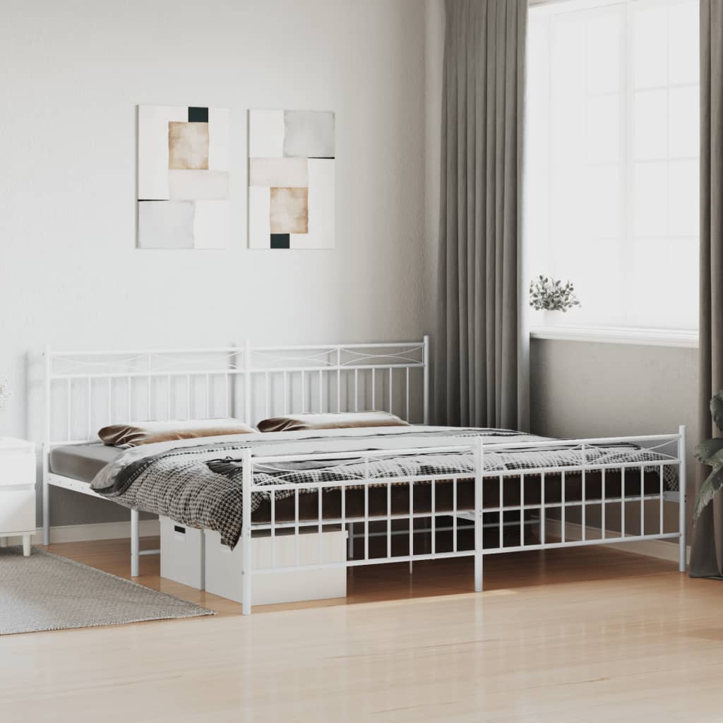 Vetonek Estructura cama sin colchón con estribo metal blanco 200x200 cm